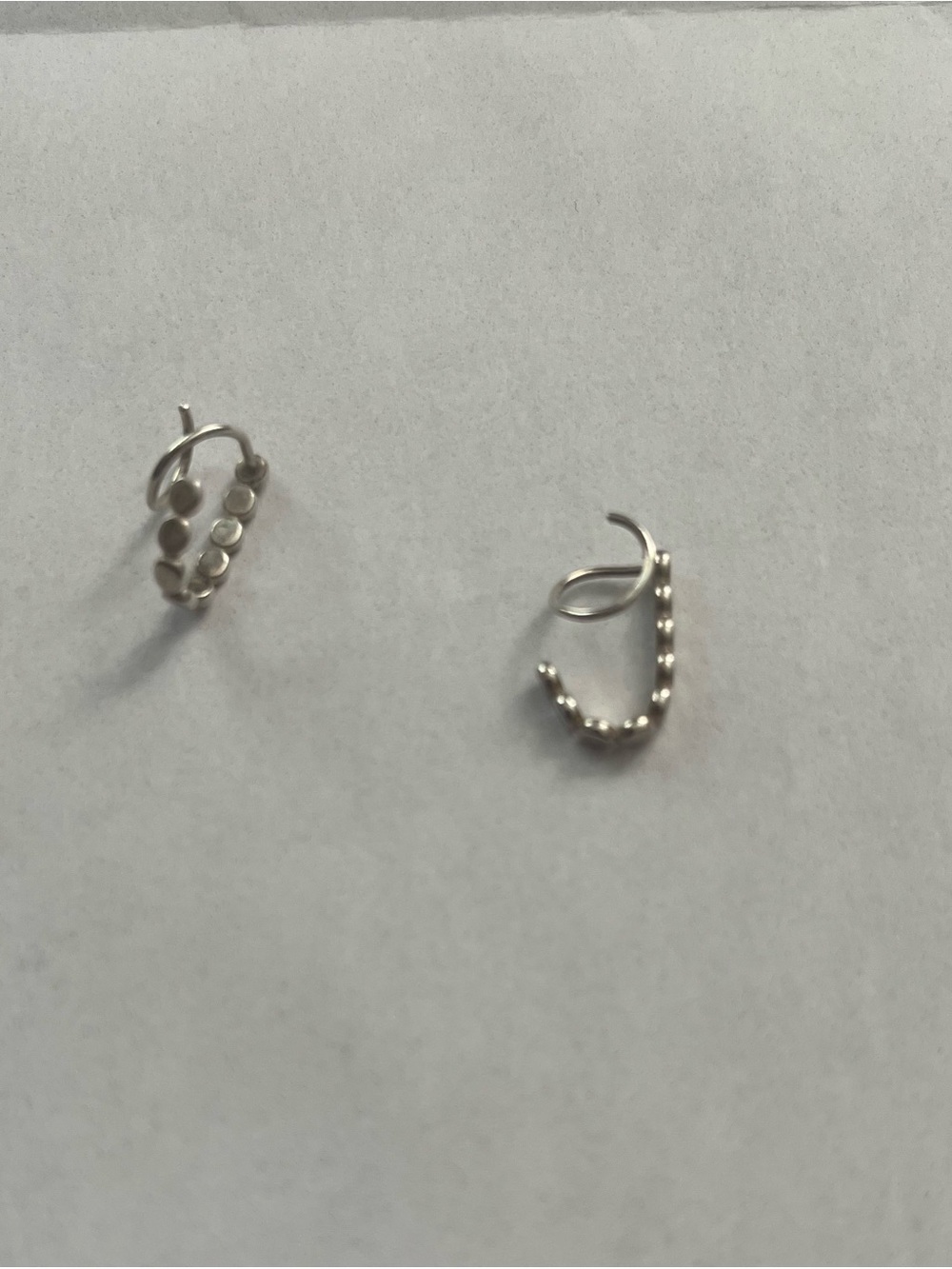 Sterling Silver Bead Double Hoop Earrings - Women Jewelry - Picture 3 of 4